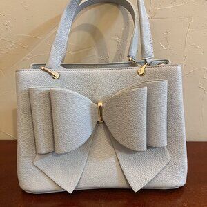 Women's Structured Bow Sachel Handbag - Light Gray - Gold Tone Hardware